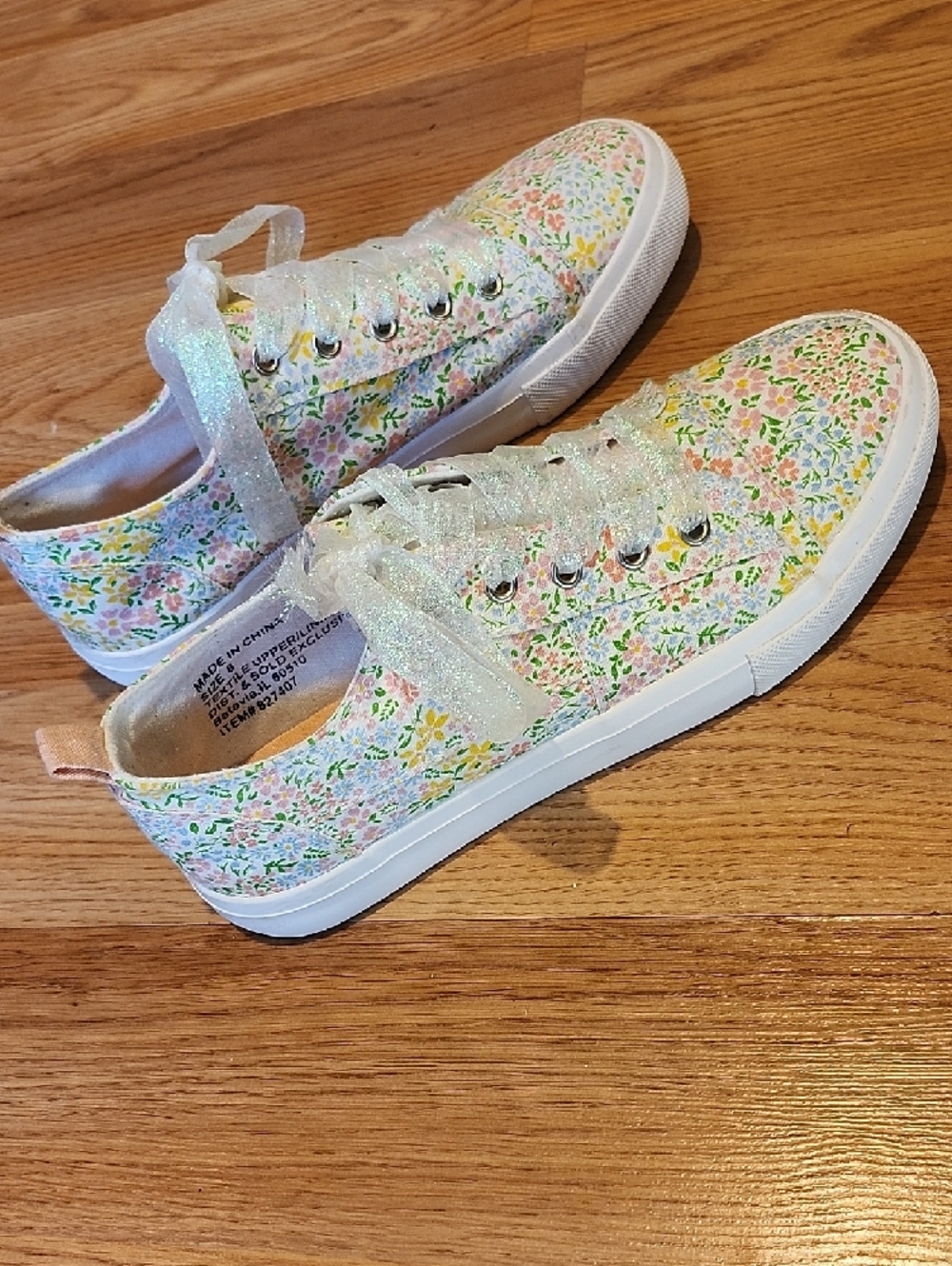 Serra Floral Canvas Sneakers in Pastel Yellow, Pink & Green - Picture 6 of 10